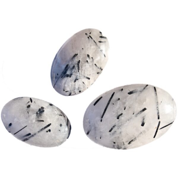 Black Rutilated Quartz Palm Stone