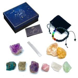 Zodiac Signs Healing Crystals Birthstones with Horoscope Box Set