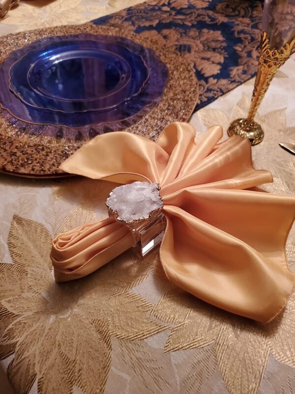 crystal napkin ring druzy agate gold rim