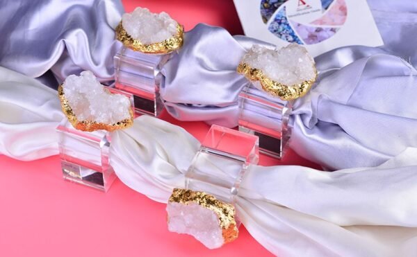crystal napkin rings with gold rim