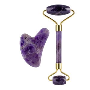 amethyst face roller and gua sha board set