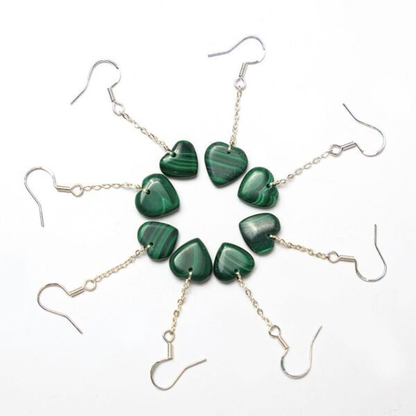 natural malachite heart earrings