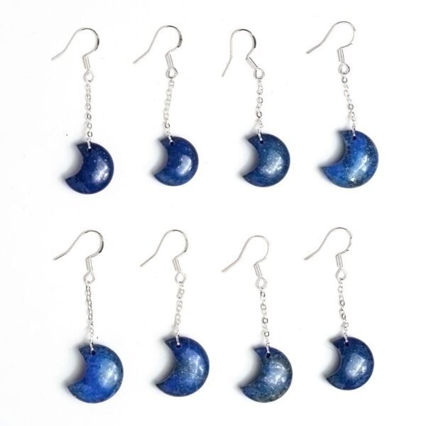 lapis lazuli moon shaped crystal earrings