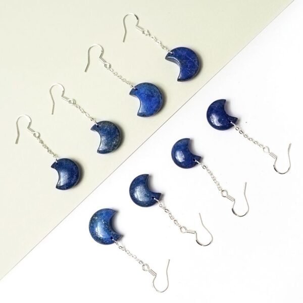 lapis lazuli moon shaped crystal earrings