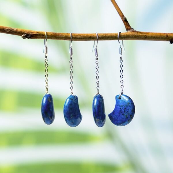 lapis lazuli moon shaped crystal earrings