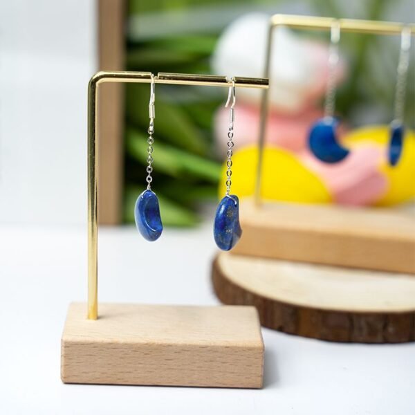lapis lazuli moon shaped crystal earrings