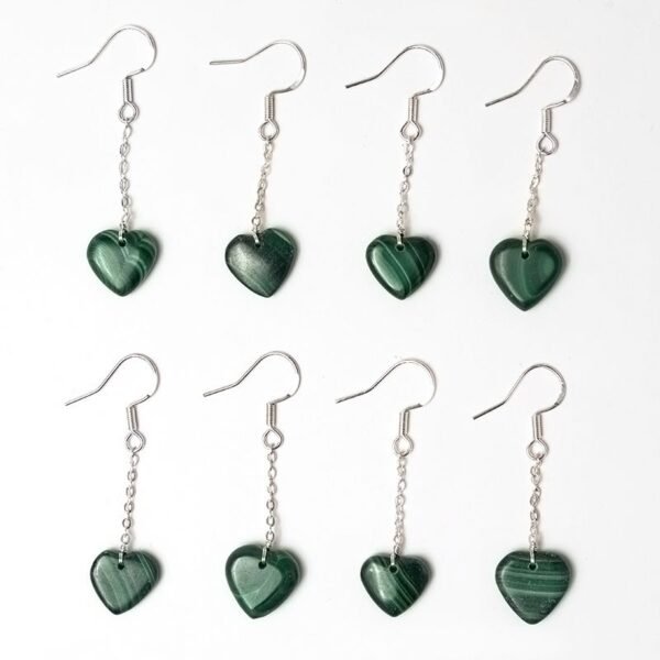 natural malachite heart earrings