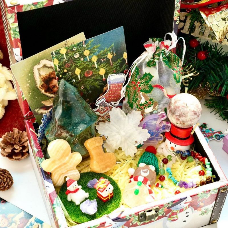 robin crystal luxry christmas gift box with natural crystals