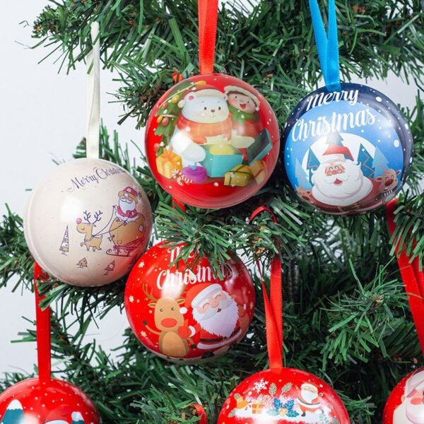 robin crystal Tin Ball Shaped Crystal Box Pendant for Christmas Tree Decoration