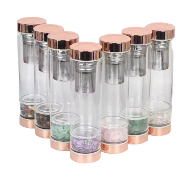 rose gold lid crystal water bottle