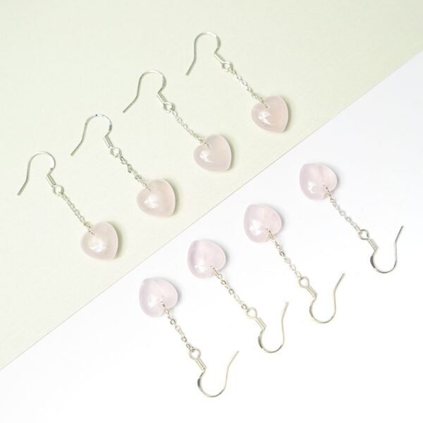 rose quartz heart earrings