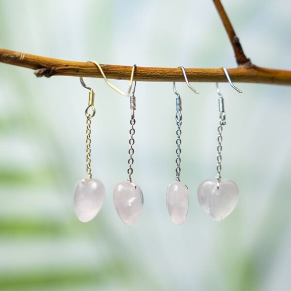 rose quartz heart earrings