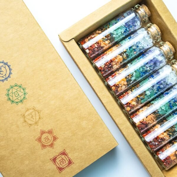 seven chakra gravels crystal wishing bottles gift box set