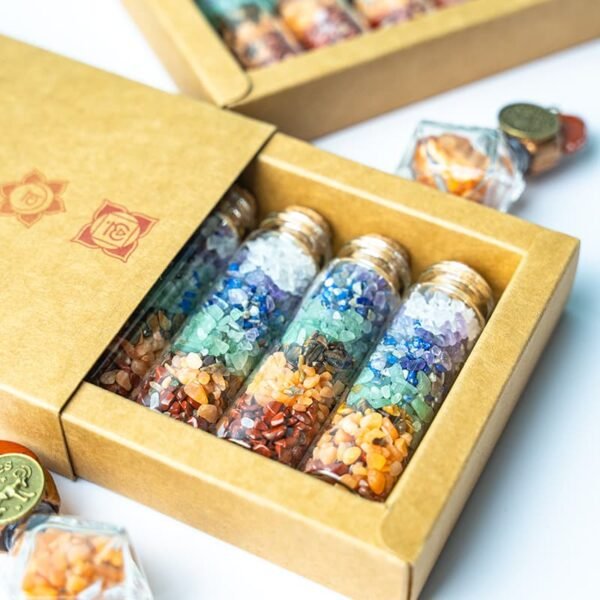 seven chakra gravels crystal wishing bottles gift box set
