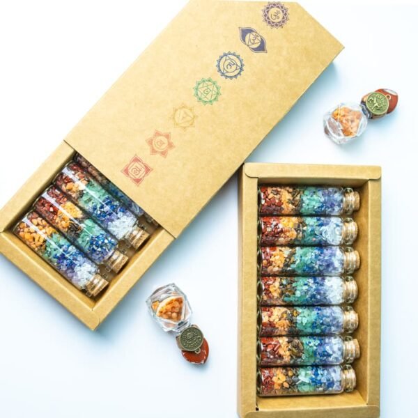 seven chakra gravels crystal wishing bottles gift box set