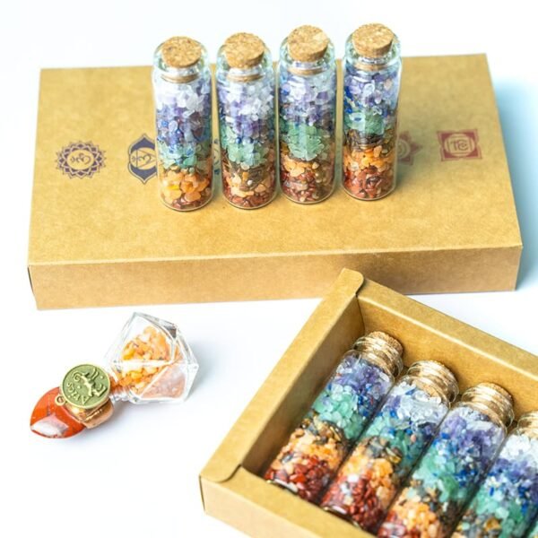 seven chakra gravels crystal wishing bottles gift box set