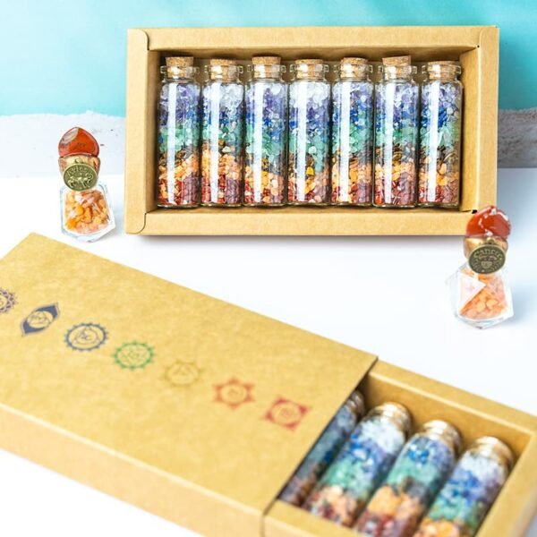 seven chakra gravels crystal wishing bottles gift box set