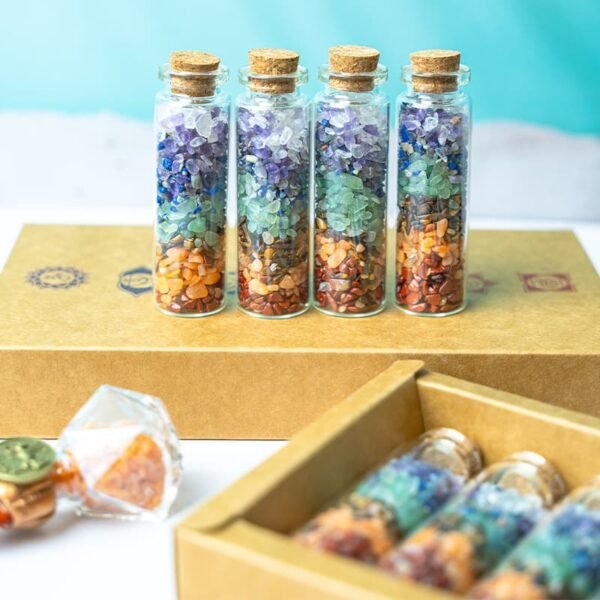seven chakra gravels crystal wishing bottles gift box set
