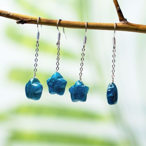 star shaped blue apatite crystal earrings