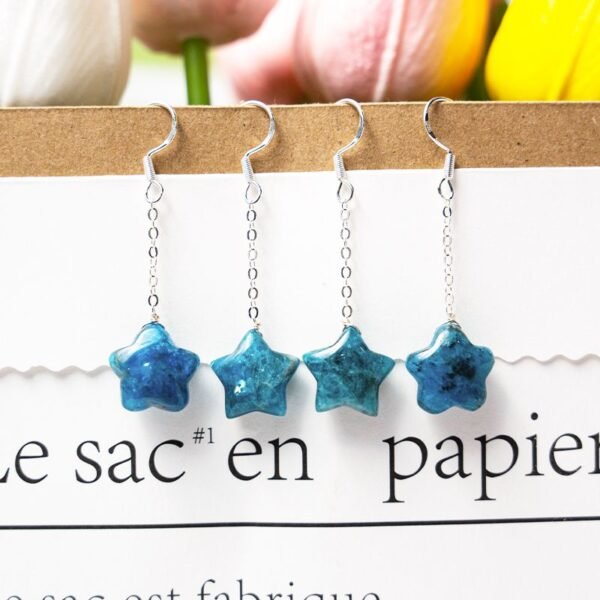 star shaped blue apatite crystal earrings