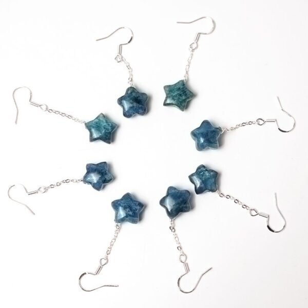 star shaped blue apatite crystal earrings