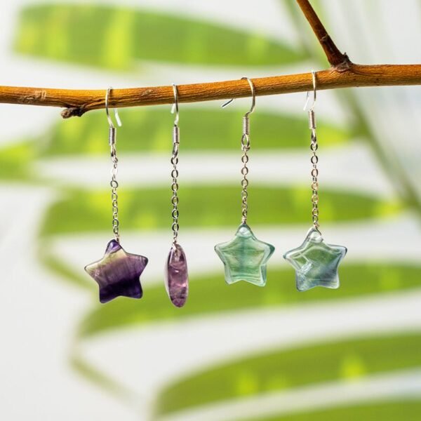 star shaped fluorite crystal earrings