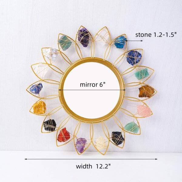 sun flower shaped wire wrapped raw crystals gold mirror (2)