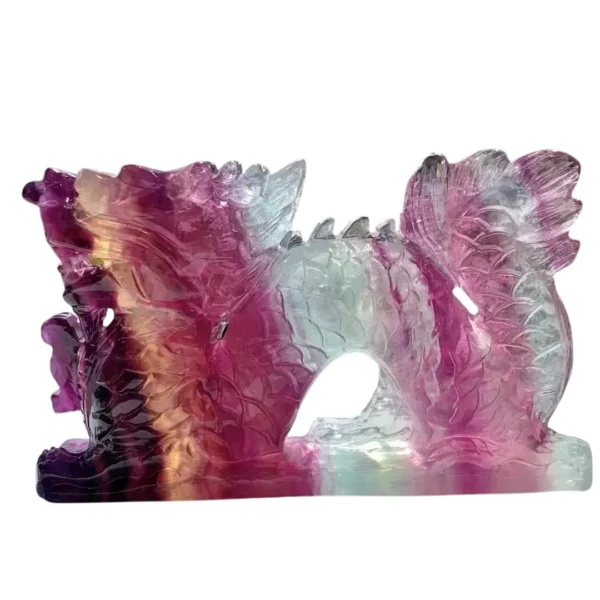 Candy Rainbow Fluorite Chinese Long Dragon carvings sculpture
