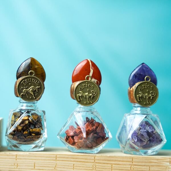 Zodiac crystal heart lid wishing bottle gift set