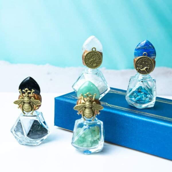Zodiac crystal heart lid wishing bottle gift set