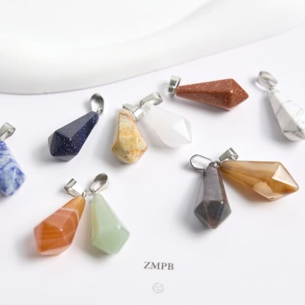 crystal gemstone long Cone Pendant charm