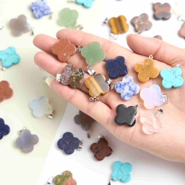 crystal clover pendant charms gemstone pendants