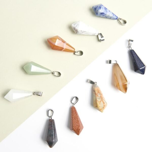 crystal gemstone long Cone Pendant charm