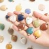 crystal heart gold rim pendants