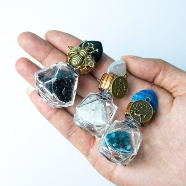 crystal heart lid quartz wishing bottles