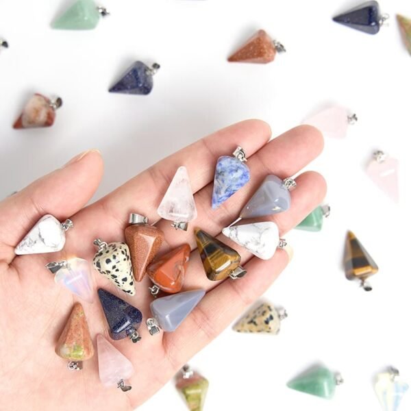 mini crystal gemstone Cone Pendant charms