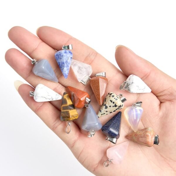 mini crystal gemstone Cone Pendant charms