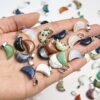 mini crystal gemstone moon pendant charm
