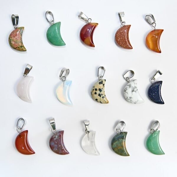 mini crystal gemstone moon pendant charm