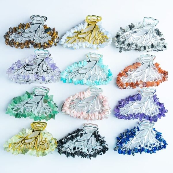 natural crystal Butterfly Hair Clip