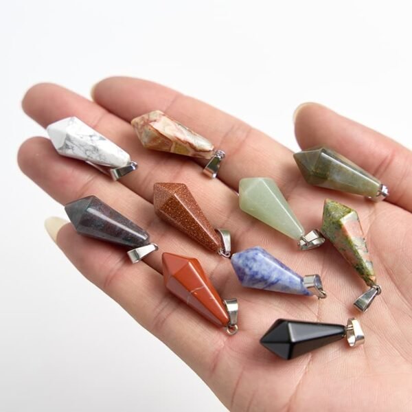 crystal gemstone long Cone Pendant charm