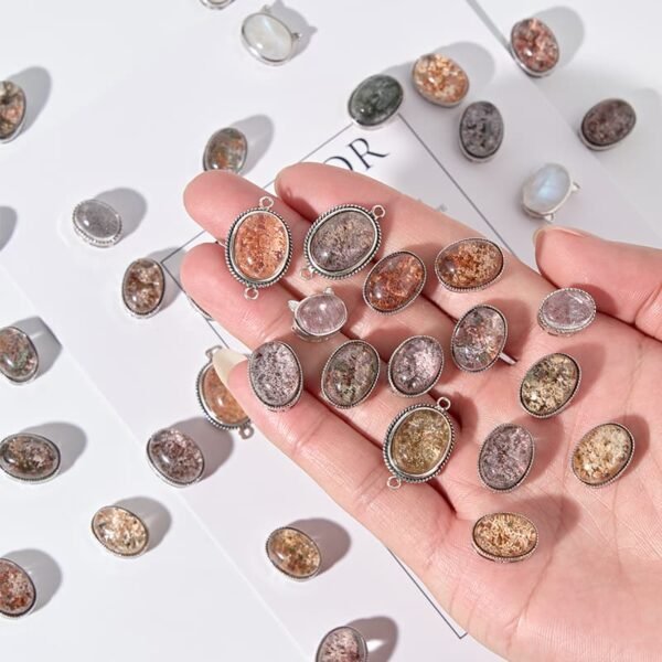 oval shaped phantom quartz garden quartz crystal pendant charms