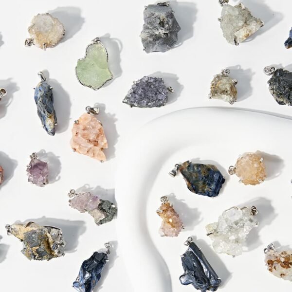 raw crystal quartz specimen cluster pendant charm